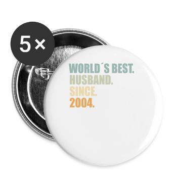 Bester Ehemann seit 2004 20.Hochzeitstag - Buttons groß 56 mm (5er Pack) - Weiß - Vorne