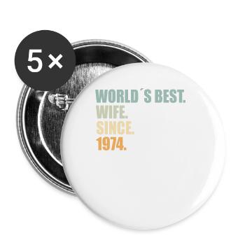 Best wife since 1974 50th wedding anniversary - Buttons large 2.2''/56 mm (5-pack) - white - Front