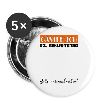 52nd Birthday Gift Women's Decoration Men's Guestbook - Buttons large 2.2''/56 mm (5-pack) - white - Front