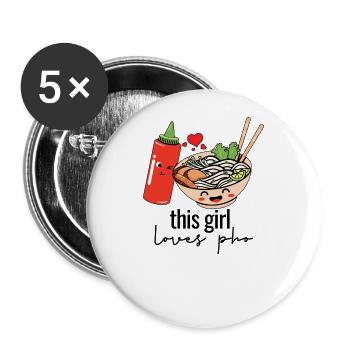 Dieses Mädchen liebt Pho Vietnamesisches Essen Fra - Buttons groß 56 mm (5er Pack) - Weiß - Vorne
