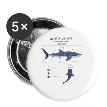 Whale Hai Anatomie Männer Kinderkinder Whale Hai - Buttons groß 56 mm (5er Pack) - Weiß - Vorne