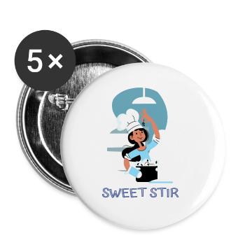 Chef Cook Kitchen Culinary Retro Bake Restaurant - Buttons large 2.2''/56 mm (5-pack) - white - Front