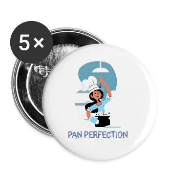 Chef Cook Kitchen Culinary Retro Bake Restaurant - Buttons groß 56 mm (5er Pack) - Weiß - Vorne