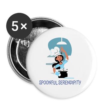 Chef Cook Kitchen Culinary Retro Bake Restaurant - Buttons groß 56 mm (5er Pack) - Weiß - Vorne