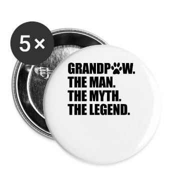 Opaw der Mann der Mythos der Legendhund -Opawe - Buttons groß 56 mm (5er Pack) - Weiß - Vorne