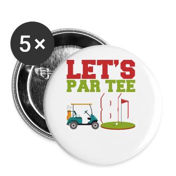 Geschenk für Minigolfspieler - Buttons groß 56 mm (5er Pack) - Weiß - Vorne