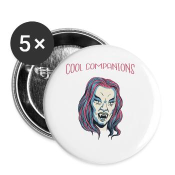 Cool Vampire Retro Halloween Beautiful Hot Fashion - Buttons groß 56 mm (5er Pack) - Weiß - Vorne