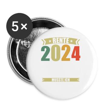 Retirement Pension Pensioner Pensioner Pension 2024 - Buttons large 2.2''/56 mm (5-pack) - white - Front