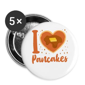 Pancake Lover Kids Heart I Love - Buttons groß 56 mm (5er Pack) - Weiß - Vorne