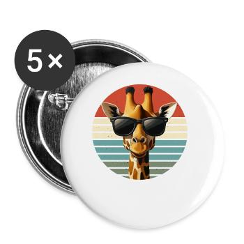 Lustige Giraffen gezeichnete Giraffe Geschenk - Buttons groß 56 mm (5er Pack) - Weiß - Vorne