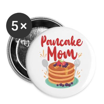 Pancake Lover Kids Pancake Mom - Buttons large 2.2''/56 mm (5-pack) - white - Front