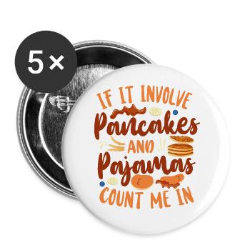 Pancake Lover Kids If It Involves - Buttons large 2.2''/56 mm (5-pack) - white - Front