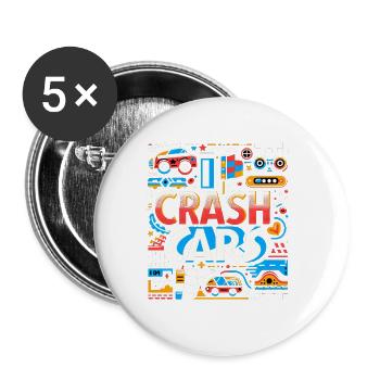 I Crash Cars 9 - Buttons groß 56 mm (5er Pack) - Weiß - Vorne