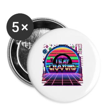 I Eat Crayons 21 - Buttons large 2.2''/56 mm (5-pack) - white - Front