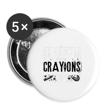 I Eat Crayons 24 - Buttons groß 56 mm (5er Pack) - Weiß - Vorne