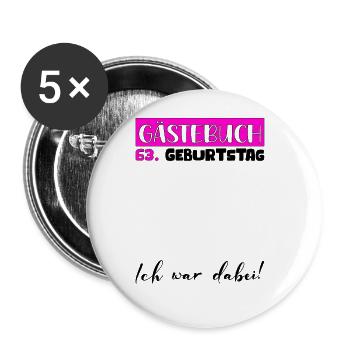 63 Cadeau D’anniversaire Décoration Femme Livre d’Or Femme - Lot de 5 grands badges (56 mm) - blanc - Devant