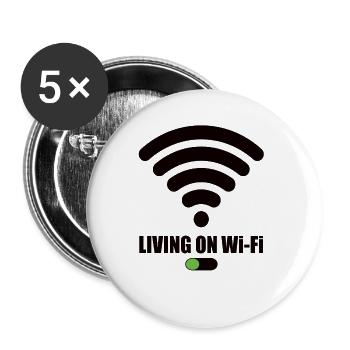 Living On Wi-Fi Wifi Wifi Saying Internet Signal - Buttons large 2.2''/56 mm (5-pack) - white - Front