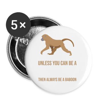 Gift for baboon lover - Buttons large 2.2''/56 mm (5-pack) - white - Front