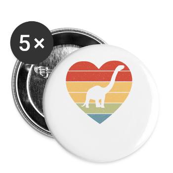 Brontosaurus Dino Geschenk - Buttons groß 56 mm (5er Pack) - Weiß - Vorne