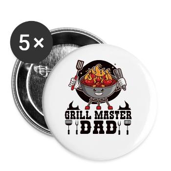 Grillmaster Papa BBQ Grill Griller Barbecue Fumoir - Lot de 5 grands badges (56 mm) - blanc - Devant