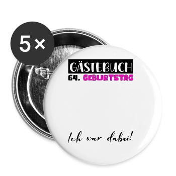 64 Cadeau D’anniversaire Décoration Femme Livre d’Or Femme - Lot de 5 grands badges (56 mm) - blanc - Devant