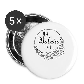 Beste Babcia aller Zeiten polnische Großmutter Fra - Buttons groß 56 mm (5er Pack) - Weiß - Vorne