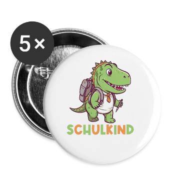 Einschulung Dinosaurier Dino TRex Schulkind 2024 - Buttons groß 56 mm (5er Pack) - Weiß - Vorne