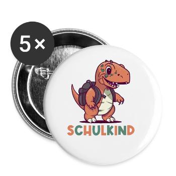 Einschulung Dinosaurier Dino TRex Schulkind 2024 - Buttons groß 56 mm (5er Pack) - Weiß - Vorne