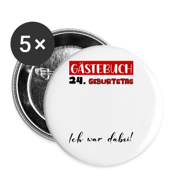 24th Birthday Gift Girls Boys Guestbook - Buttons large 2.2''/56 mm (5-pack) - white - Front