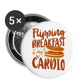 Pancake Lover Kids Flipping - Buttons groß 56 mm (5er Pack) - Weiß - Vorne