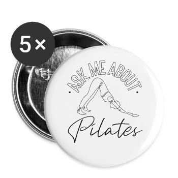 Pilates Instructor Teacher Ask Me - Buttons groß 56 mm (5er Pack) - Weiß - Vorne