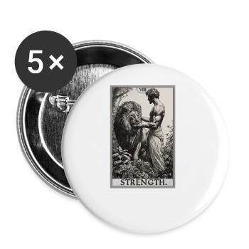 Tarotkarten Tarotkarte Strength Kraft - Buttons groß 56 mm (5er Pack) - Weiß - Vorne
