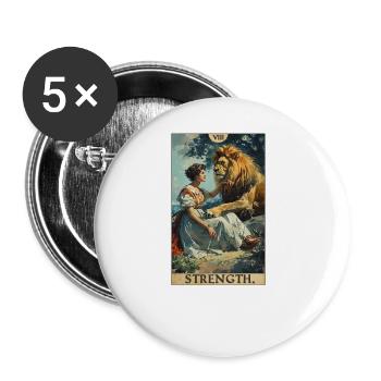 Tarotkarten Tarotkarte Strength Kraft - Buttons groß 56 mm (5er Pack) - Weiß - Vorne