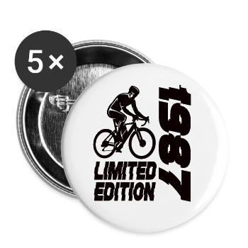 Limited Edition 1987 Limited Edition Fahrrad - Buttons groß 56 mm (5er Pack) - Weiß - Vorne