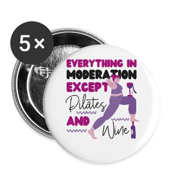 Pilates Instructor Teacher Wine - Buttons large 2.2''/56 mm (5-pack) - white - Front