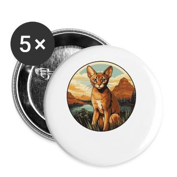 Abyssinian Cat Abessinierkatze - Buttons large 2.2''/56 mm (5-pack) - white - Front