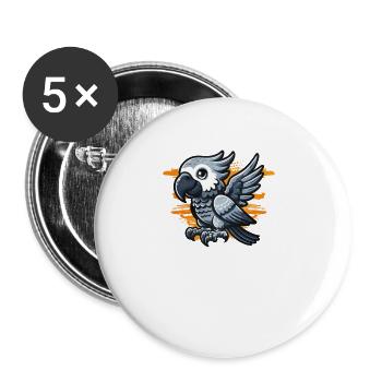 African Grey Parrot Gift - Buttons large 2.2''/56 mm (5-pack) - white - Front