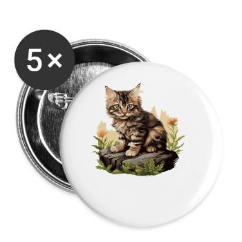 Cat Cats American Bobtail - Buttons large 2.2''/56 mm (5-pack) - white - Front