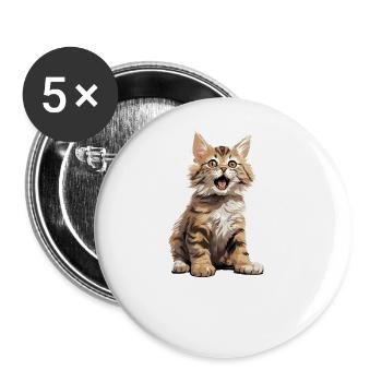Cat Cats American Bobtail - Buttons large 2.2''/56 mm (5-pack) - white - Front