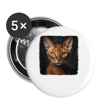 Abyssinian Cat Abessinierkatze - Buttons large 2.2''/56 mm (5-pack) - white - Front