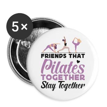 Pilates Instructor Teacher Friends - Buttons groß 56 mm (5er Pack) - Weiß - Vorne