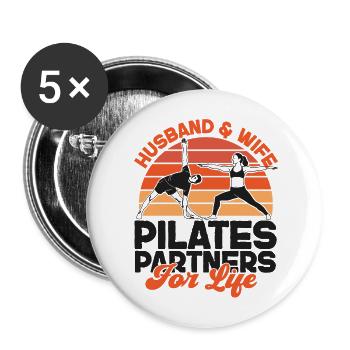 Instructeur de Pilates Professeur Mari - Lot de 5 grands badges (56 mm) - blanc - Devant
