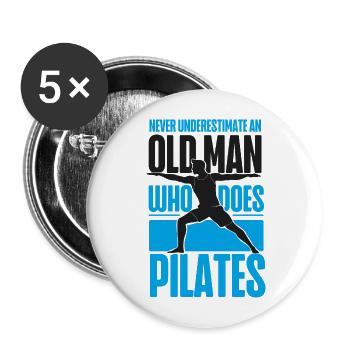 Instructeur de Pilates Enseignant Grand-père - Lot de 5 grands badges (56 mm) - blanc - Devant