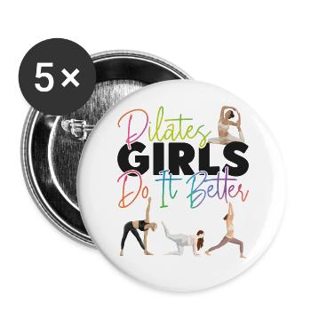 Pilates Instructor Teacher Pilates - Buttons groß 56 mm (5er Pack) - Weiß - Vorne
