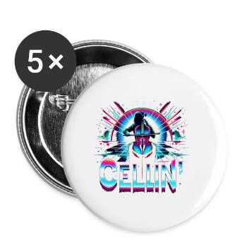 Juste Cellin' 12 - Lot de 5 grands badges (56 mm) - blanc - Devant