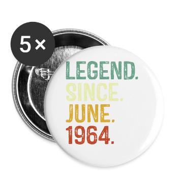Legend since June 1964 60th Birthday Gifts - Buttons large 2.2''/56 mm (5-pack) - white - Front
