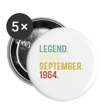 Légende depuis septembre 1964 60e anniversaire Cadeaux - Lot de 5 grands badges (56 mm) - blanc - Devant
