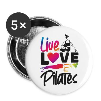Instructeur de Pilates Professeur en direct - Lot de 5 grands badges (56 mm) - blanc - Devant