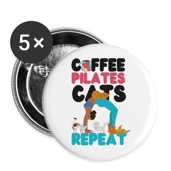 Pilates Instructor Teacher Coffee - Buttons large 2.2''/56 mm (5-pack) - white - Front