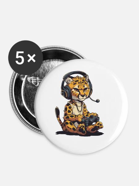 Cheetah Videospiel - Buttons groß 56 mm (5er Pack) - Weiß